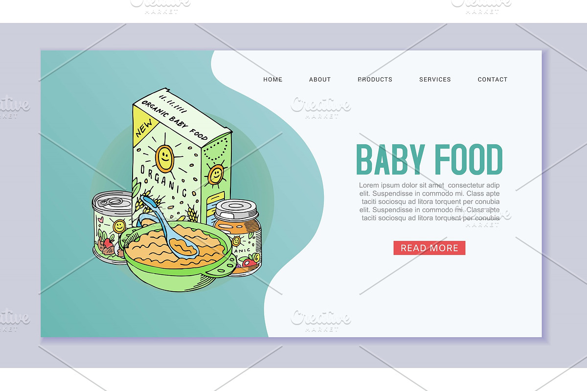 Doodle kids menu and baby food web, a Food Illustration by RocketArt ...