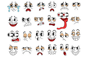 Retro Cartoon Faces. Funny 30s