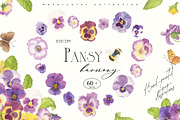 Pansy Watercolor Collection, a Decorative Illustration by Sunshine Art (Thumbnail 1 of 9)