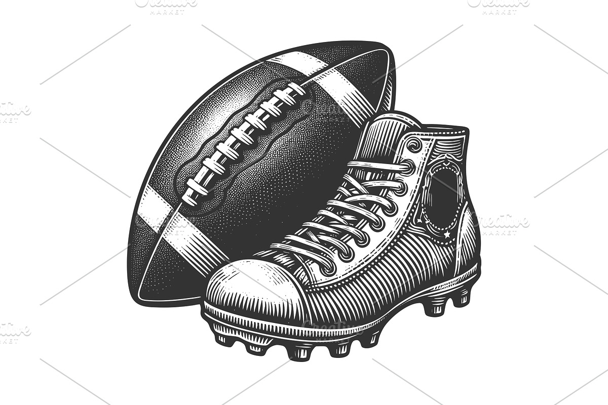 American Football and Cleat, a Sport Illustration by AlexArt