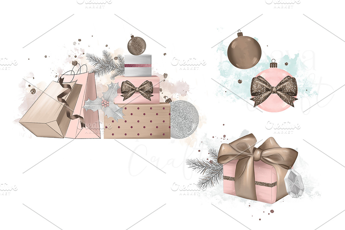 Pastel Christmas Clipart, an Illustration by Papaya Craft (Photo 4 of 4)