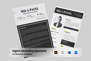 Digital Marketing CV Resume, a Resume Template by twinstd