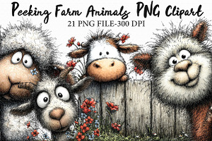 Peeking Farm Animals PNG Clipart, an Illustration by Libby Wishes