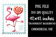 Valentine's Flamingo Postage Stamp, an Illustration by Designking (Thumbnail 4 of 5)