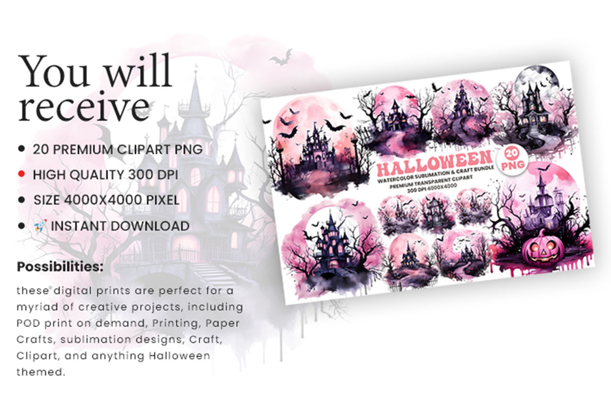 Halloween Haunted House PNG Bundle, a Seasonal Illustration by Creative Arslan (Photo 5 of 9)