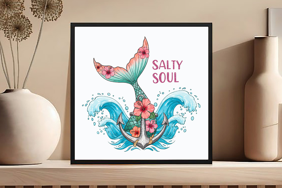 Salty Soul Mermaid PNG, an Illustration by DreamCafeArt (Photo 3 of 5)