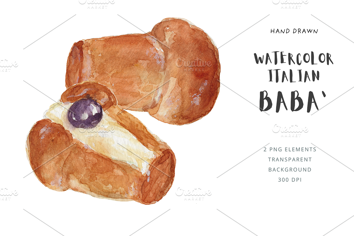 Italian Babà Dessert Watercolor, a Food Illustration by Kolorata Art (Photo 1 of 4)