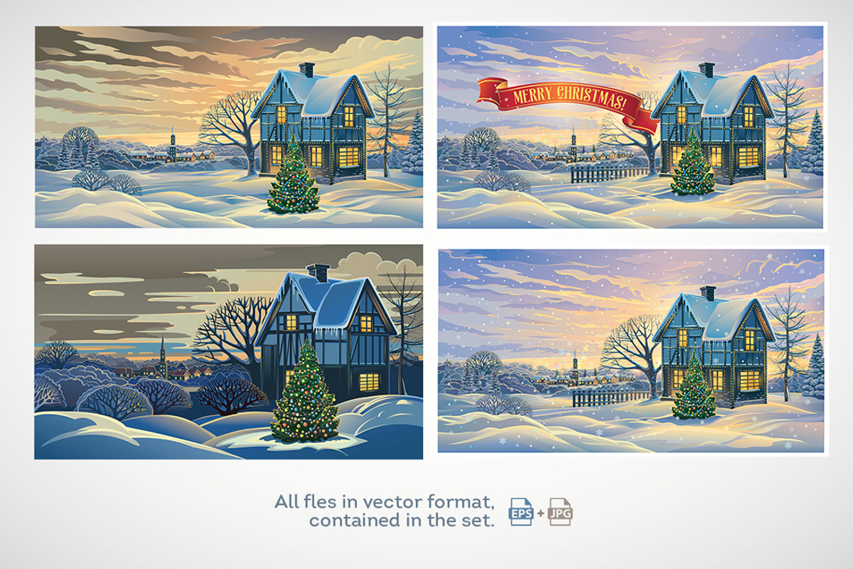 Winter Festive Landscape, a Decorative Illustration by Countryside life (Photo 8 of 11)