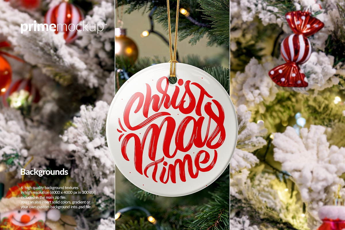 Christmas Ceramic Ornaments Mockup, a Household Mockup by PrimeMockup (Photo 9 of 10)