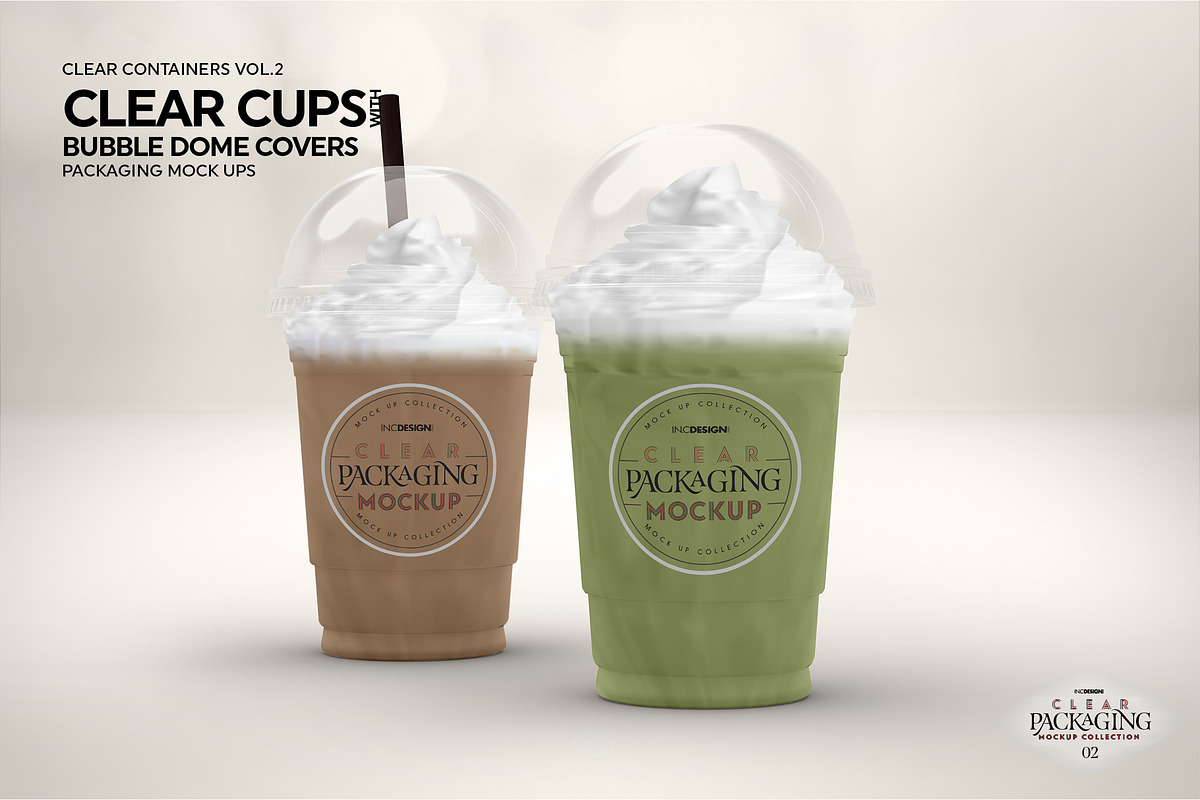 Clear Cups with Dome Covers Mockup, a Cups & Container Mockup by INCDesign (Photo 7 of 8)