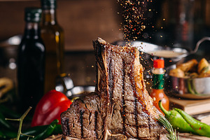 T-bone steak and spices