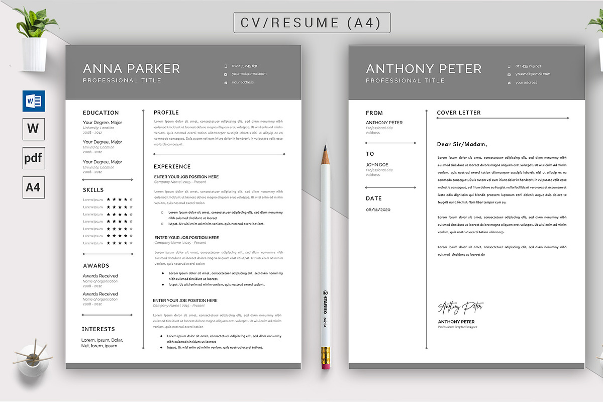 Word Docx CV & Resume Template, a Resume Template by ARP Creation
