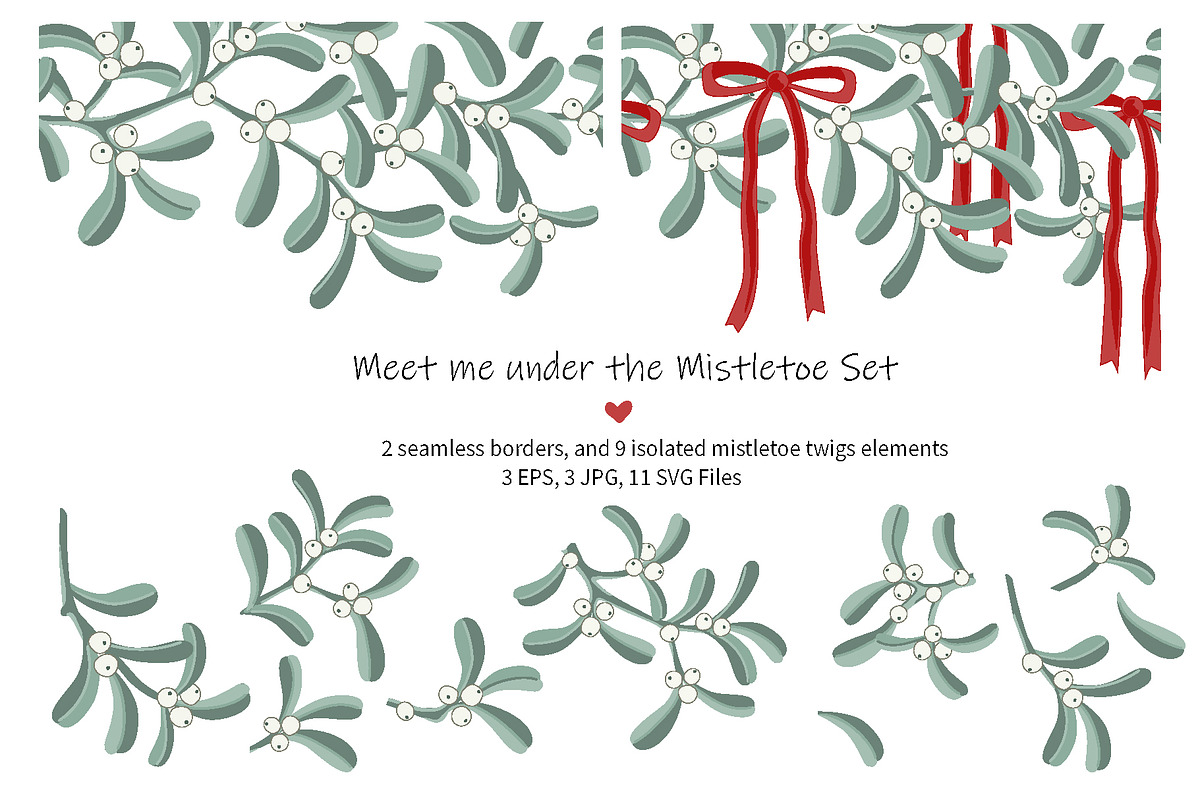 Mistletoe Borders and Branches Set, a Pattern Graphic by Toltemara (Photo 1 of 3)