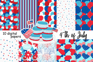 4th of July Bright Pattern, a Pattern Graphic by GlamArtZhanna