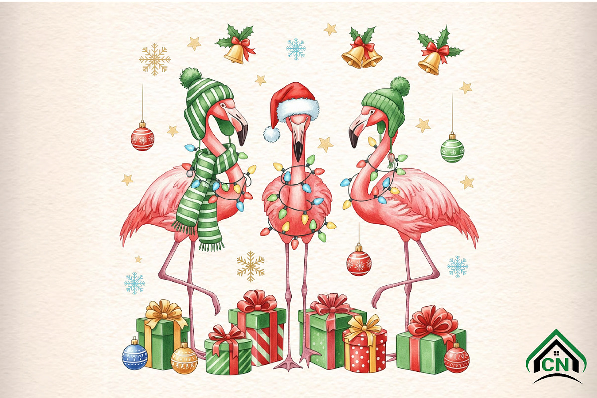 Christmas Flamingo png, an Illustration by Craft Nest (Photo 1 of 6)