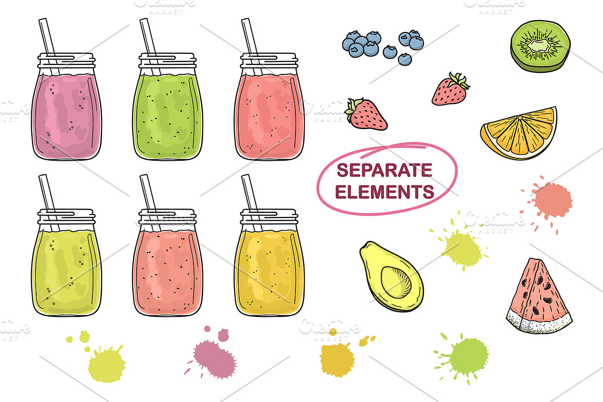 Smoothie vector illustrations, a Graphic by InkySplash (Photo 3 of 4)