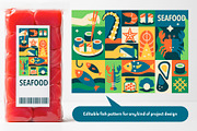 Mosaic Meat and Fish Designs, a Food Illustration by Lettering_Logo (Thumbnail 5 of 9)