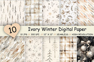 Ivory Winter Digital Paper Pack