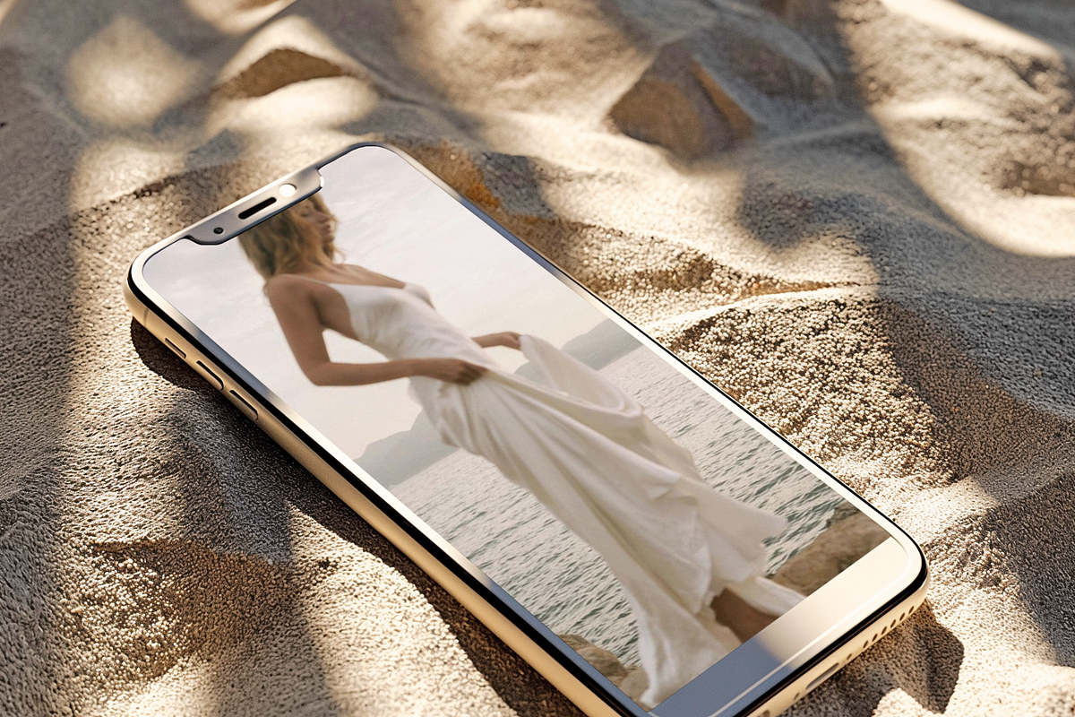 Golden Sand Phone Mockup, an iPhone Mockup by The Ethical Agency (Photo 1 of 4)