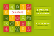 Christmas Line Art Icons, an Outline Icon by Anna_leni (Thumbnail 1 of 5)