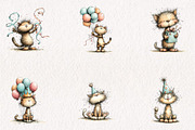 Birthday Cat PNG Clipart Bundle, a Seasonal Illustration by CreationArt (Thumbnail 4 of 5)