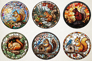 Spring Squirrel Stained Glass PNG, an Illustration by RobertsArt (Thumbnail 3 of 5)