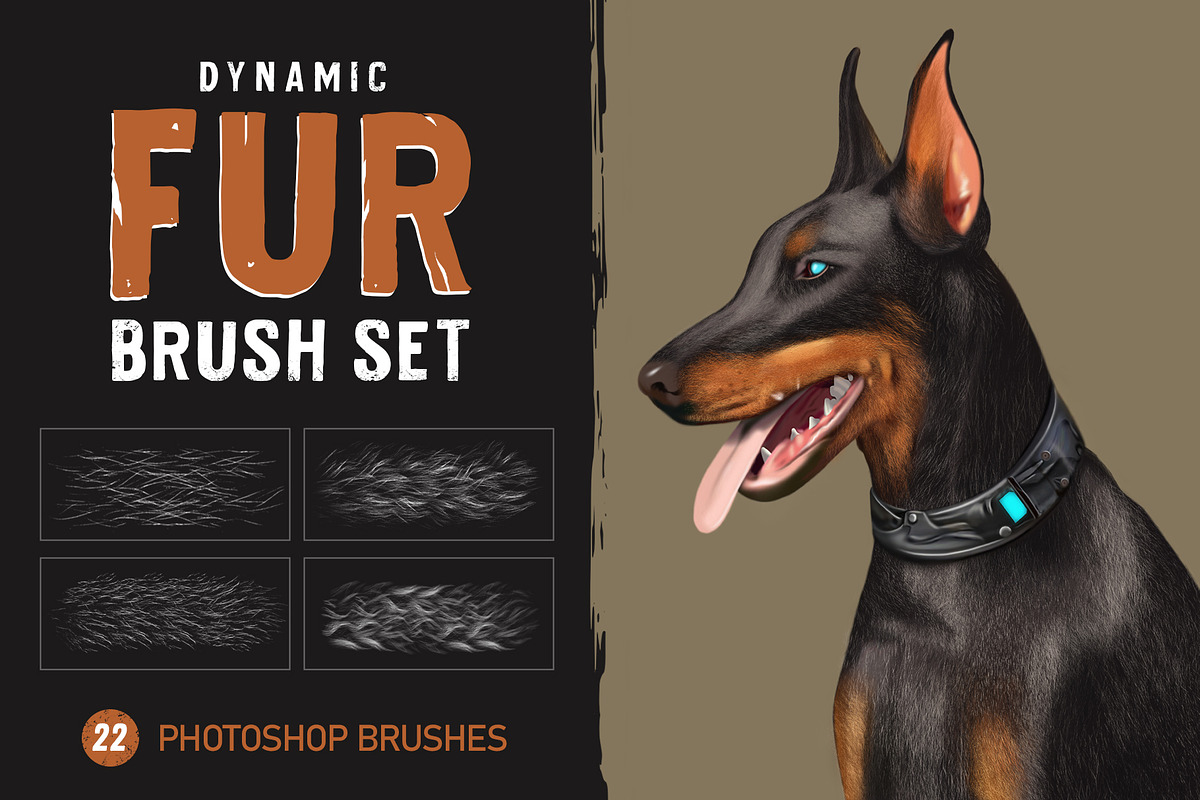 Fur Photoshop Brushes v2, a Brush Add-On by Mohamed Saber (Photo 1 of 6)