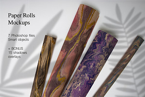 Paper Rolls Mockups + shadow overlay