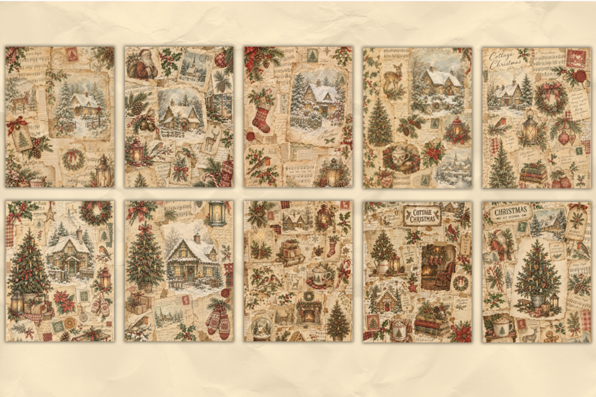 Winter Christmas Junk Journal Pages, a Background Graphic by Markicha Art (Photo 2 of 5)