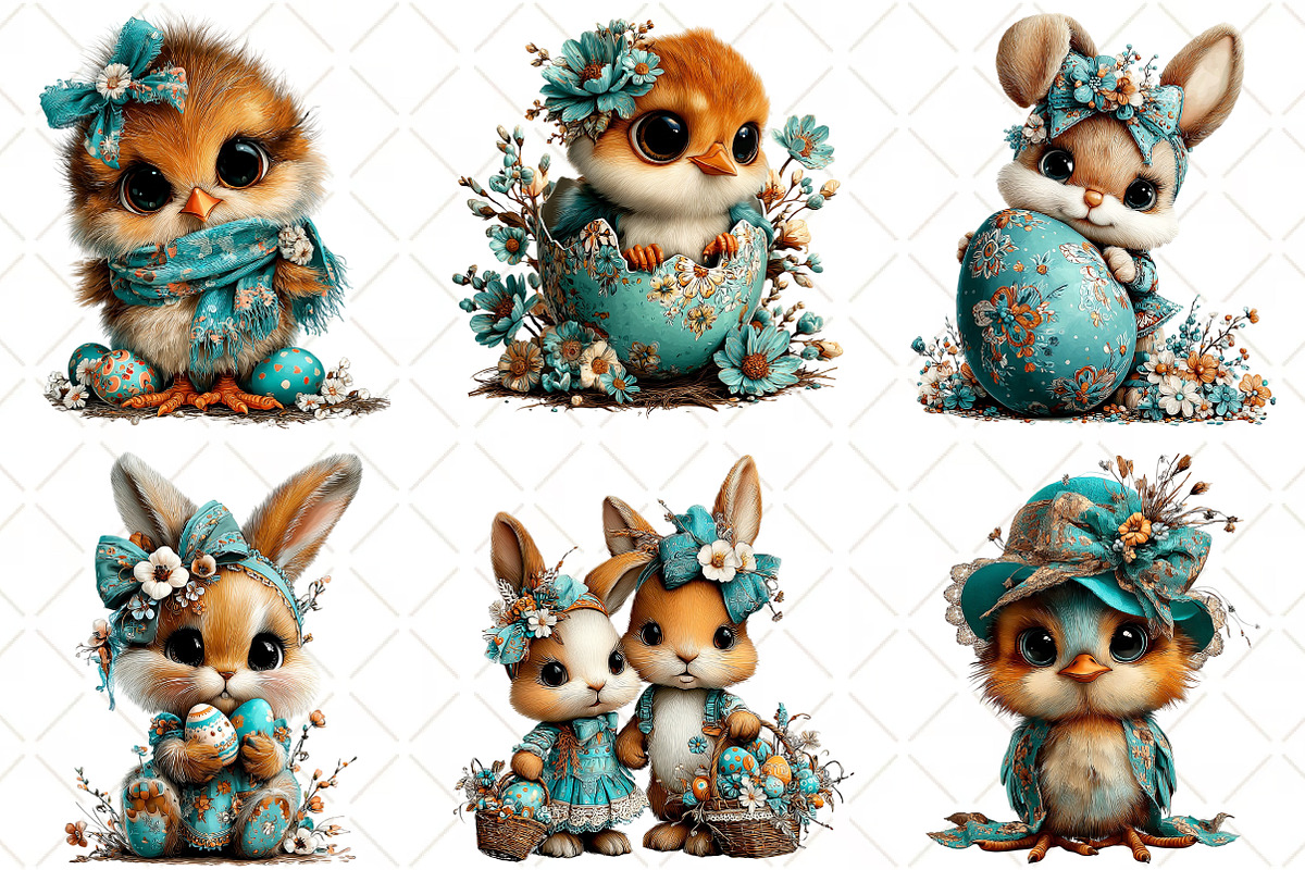 Whimsical Easter Animals Clipart, an Illustration by Black Bird Studio (Photo 3 of 5)