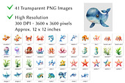Under the Sea Watercolor Clipart, an Animal Illustration by milkghost (Thumbnail 2 of 2)