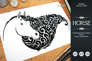 Ornate Calligraphic Horse