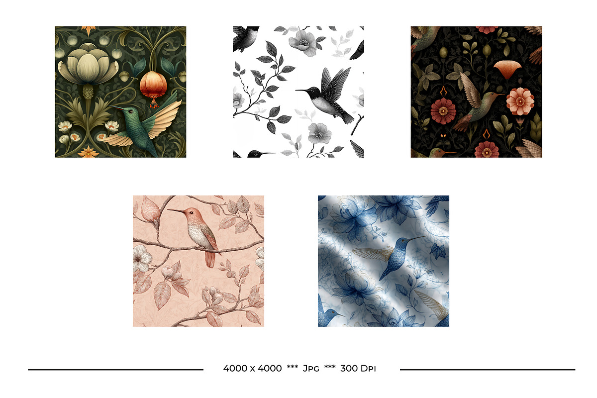 Hummingbird Retro Art Style Patterns, a Pattern Graphic by karenfoleyphoto (Photo 10 of 11)