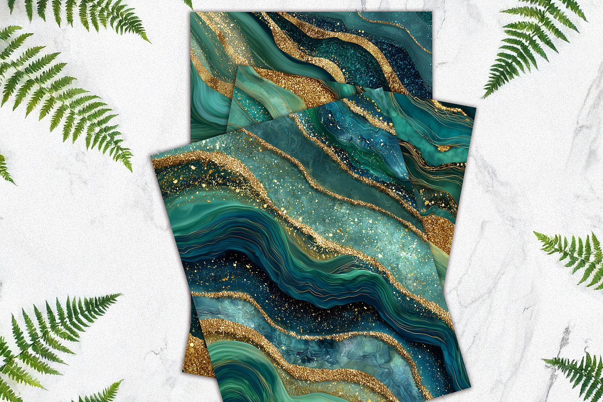 Emerald Green Agate Textures Paper, a Background Graphic by V Design Creator (Photo 12 of 12)