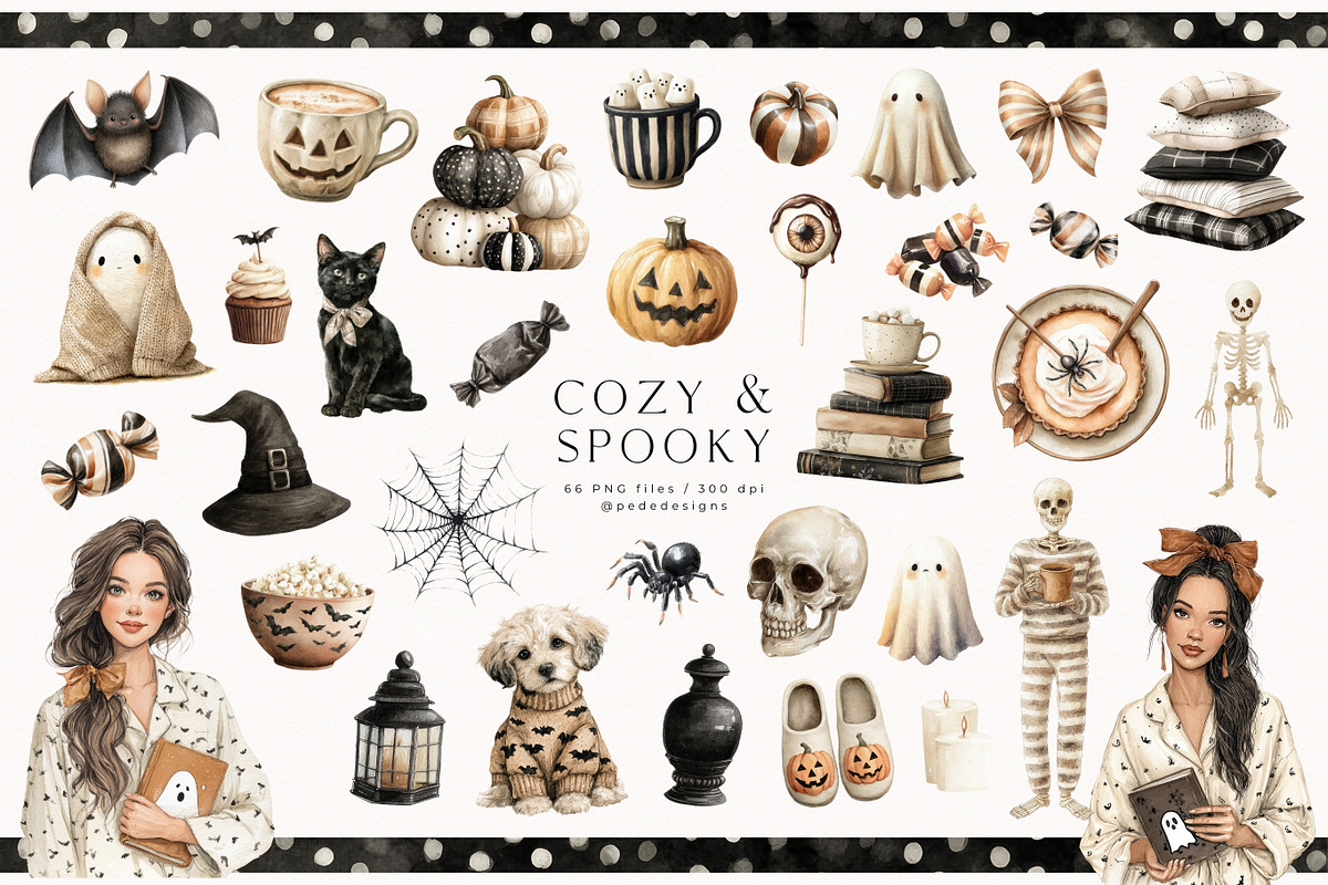 Cozy & Spooky Collection, a Seasonal Illustration by PeDe Designs (Photo 4 of 30)