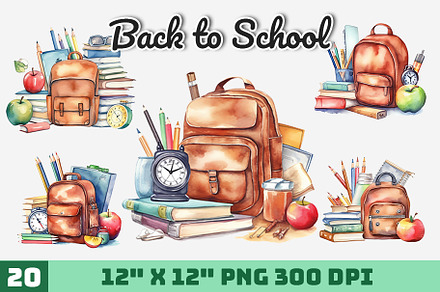 Back to School Watercolor, an Illustration by Gemstone