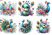 Watercolor Cute Peacock Clipart, an Illustration by DreamPrint404 (Thumbnail 4 of 5)