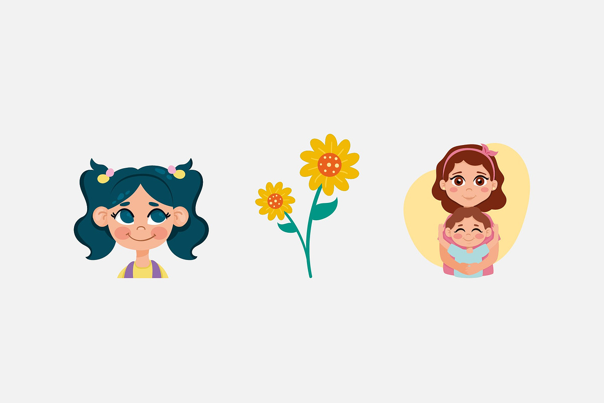 Mothers Day Illustrations Set, a Seasonal Illustration by studiogstock (Photo 4 of 4)