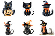 Halloween Black Cat Clipart PNG, a Seasonal Illustration by Designking (Thumbnail 2 of 4)