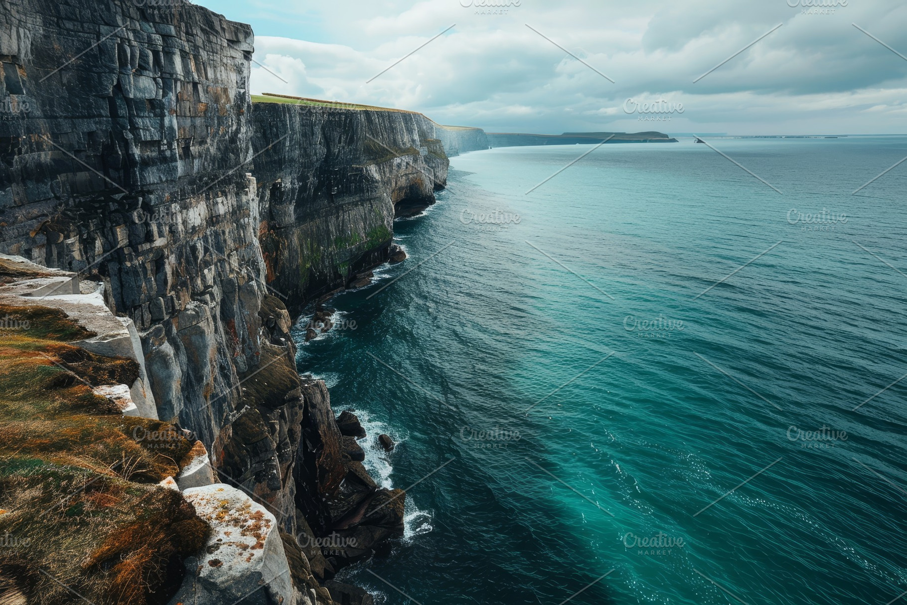 Towering cliffs rise dramatically ov, a Photo by Tanuart