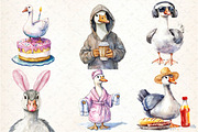 Watercolor Funny Silly Goose Clipart, an Illustration by DreamCafeArt (Thumbnail 3 of 7)