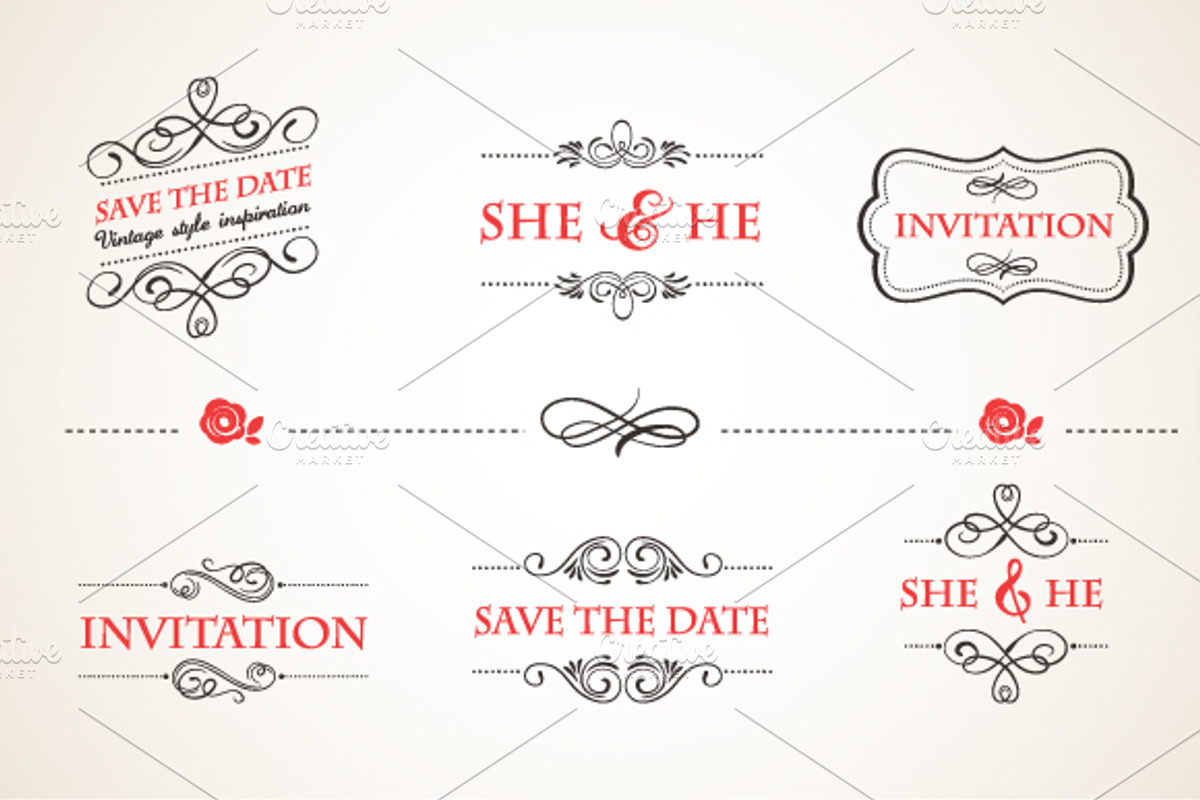 Save the Date Vintage frames set, an Illustration by Marish