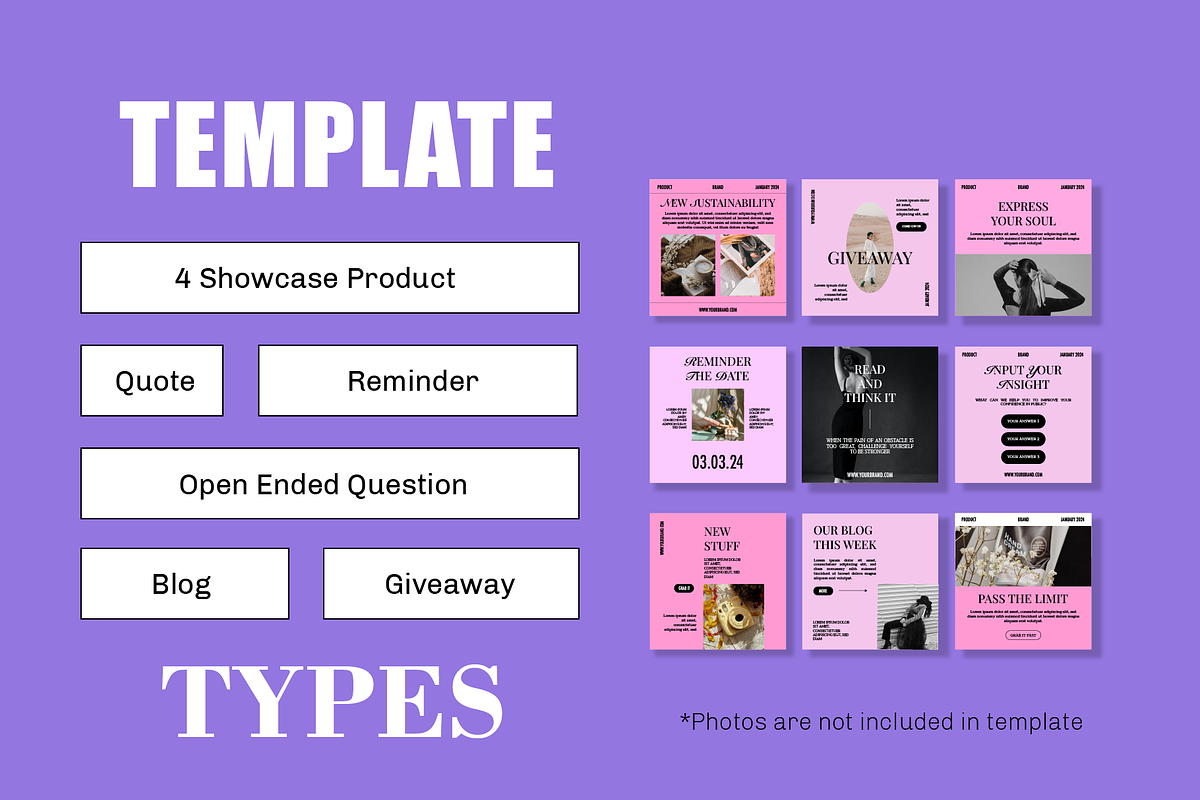 Feminine Pink Instagram PostTemplate, a Social Media Template by digitalsbydepi (Photo 3 of 5)