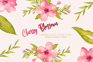 Cherry Blossom Watercolor Collection