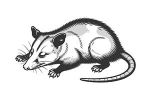 Opossum Playing Dead Defense, an Animal Illustration by AlexArt