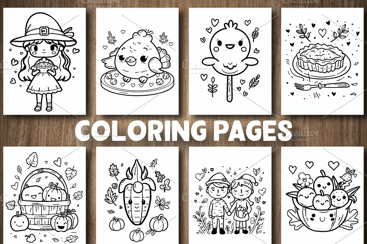 Kawaii Cute Thanksgiving Coloring, a Seasonal Illustration by Design Station (Photo 4 of 5)