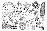 Italy Vacation Hand-Drawn Line Art, an Object Graphic by ArtGiftsStudio (Thumbnail 2 of 4)