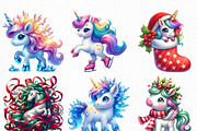 Christmas Unicorn Clipart, an Illustration by Craft Nest (Thumbnail 3 of 6)