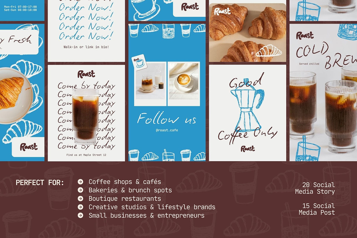 Hand-Drawn Café Social Media Kit, a Social Media Template by ShowUp! Studio (Photo 2 of 7)