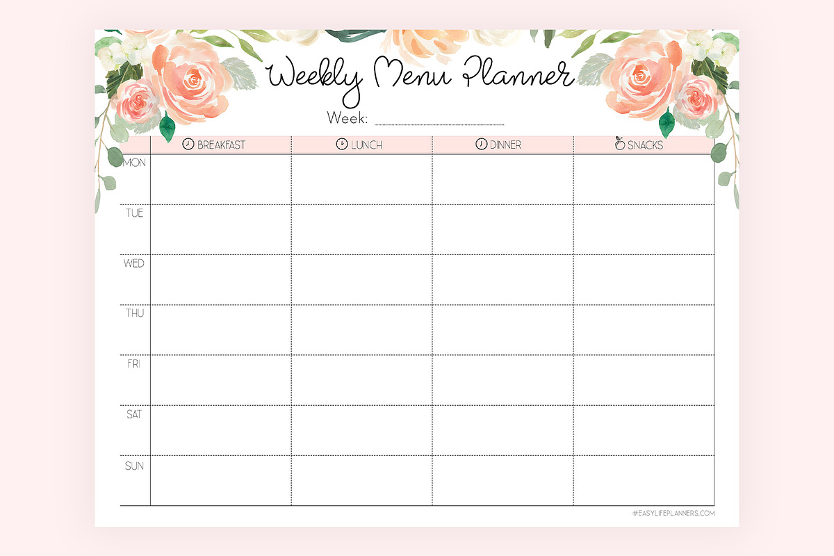 Weekly Meal Planner and Grocery list, a Stationery Template by EasyLifePlanners (Photo 2 of 4)
